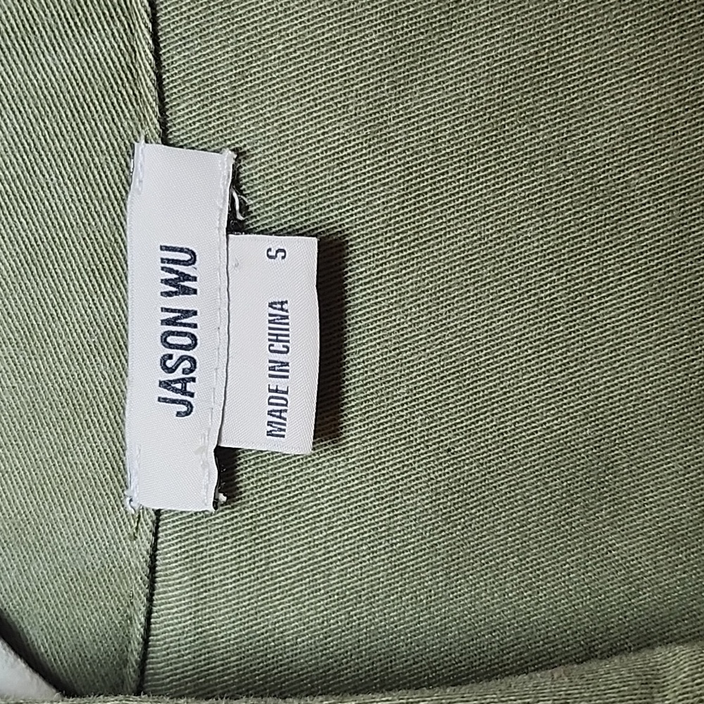 JasonWu Army Green Utility Cargo Wide Leg High Rise Belted Cotton Jumpsuits Sz S - Picture 11 of 16